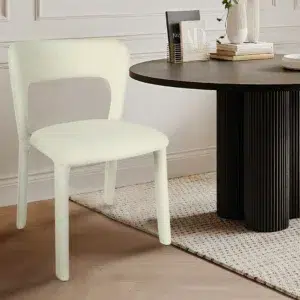 Beige Dining Chair Set, Modern Chic, Stackable, Sturdy Steel Frame