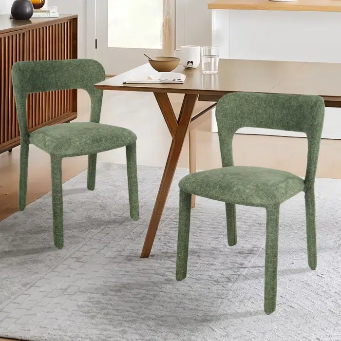 Elegant Green Dining Chair, Set of 2, Modern Design