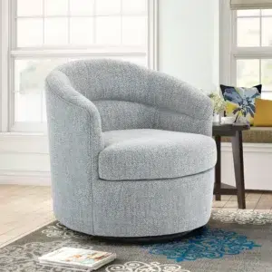 Zoey Swivel Chair Taupe Textured Fabric Steel Base