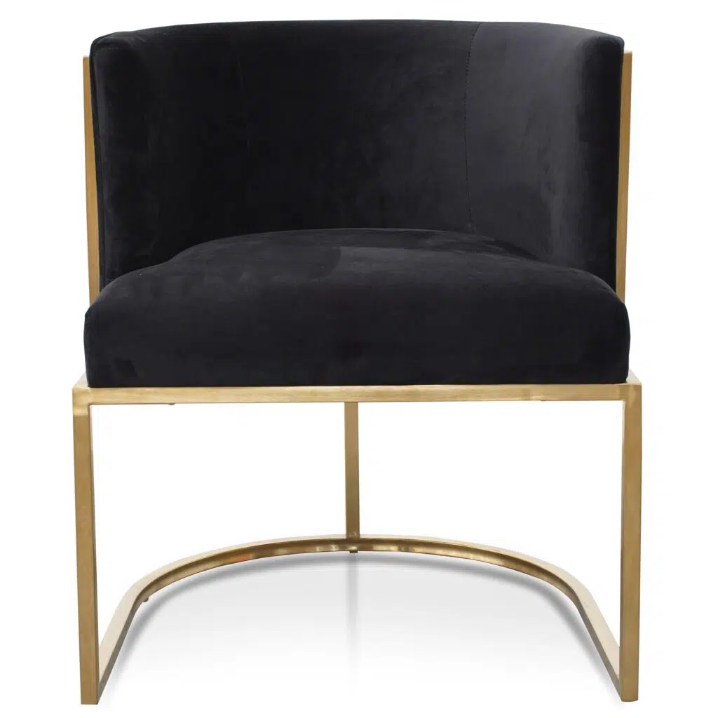 Auden Lounge Chair, black velvet, gold frame, honeycomb back, 360 swivel, modern luxury