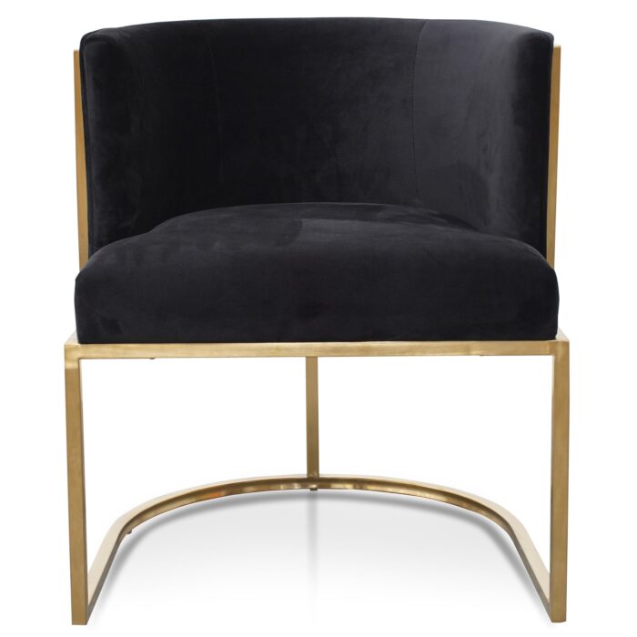 Auden Lounge Chair, black velvet, gold frame, honeycomb back, 360 swivel, modern luxury