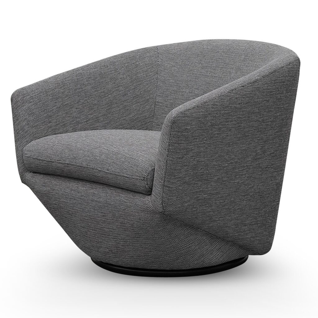 Graphite Grey Swivel Lounge Chair, Modern Design, Durable Fabric, Compact Size