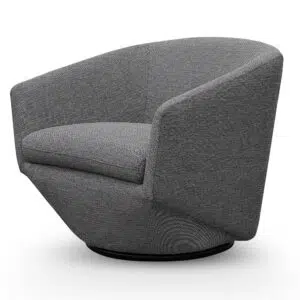 Graphite Grey Swivel Lounge Chair, Modern Design, Durable Fabric, Compact Size