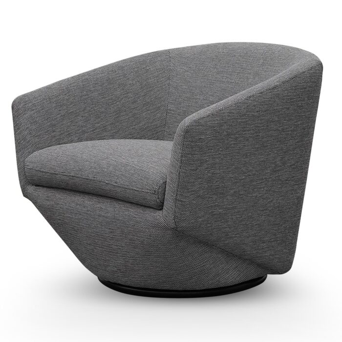 Graphite Grey Swivel Lounge Chair, Modern Design, Durable Fabric, Compact Size