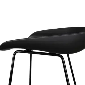Savannah 65cm Bar Stool, black, minimalist design, durable steel frame, polypropylene seat, comfortable footrest.
