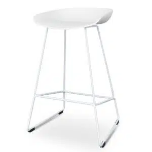Modern 65cm White Bar Stool with Footrest