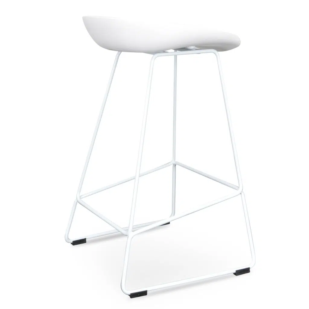 Modern White 65cm Bar Stool with Footrest