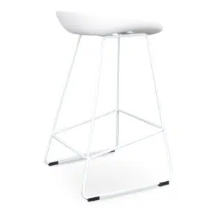 Modern White 65cm Bar Stool with Footrest
