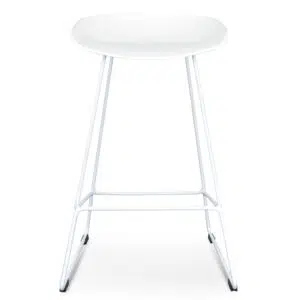 Modern White 65cm Bar Stool with Footrest