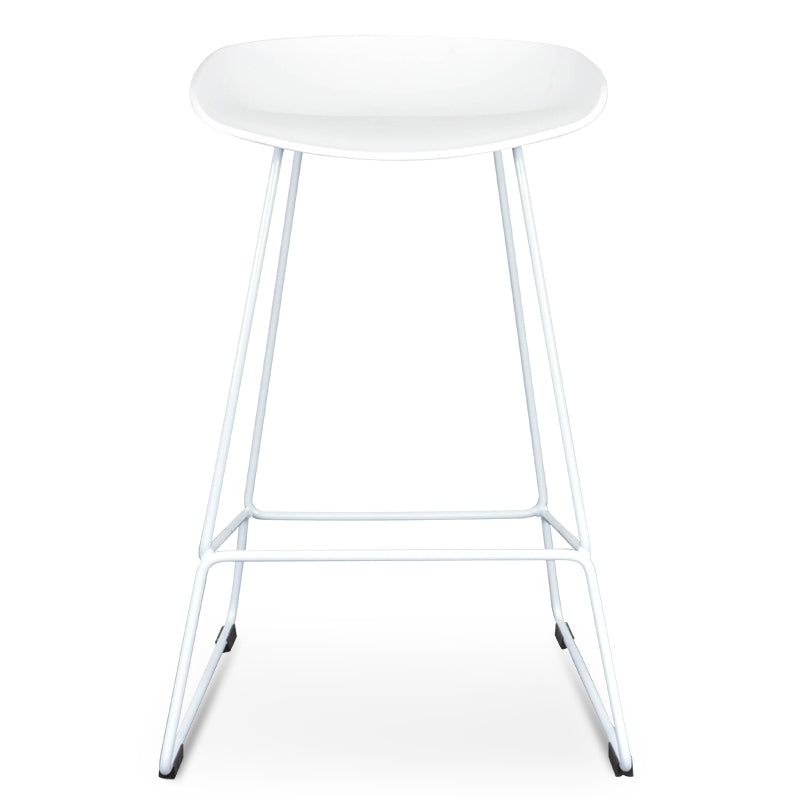 Modern White 65cm Bar Stool with Footrest