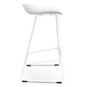 Modern White 65cm Bar Stool with Footrest