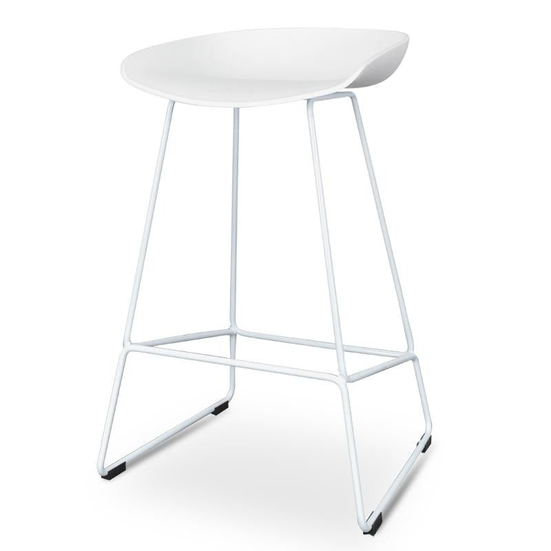 Modern 65cm White Bar Stool with Footrest