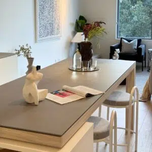 Coastal Grey Fabric Bar Stool Set Modern Style Steel Frame 63cm