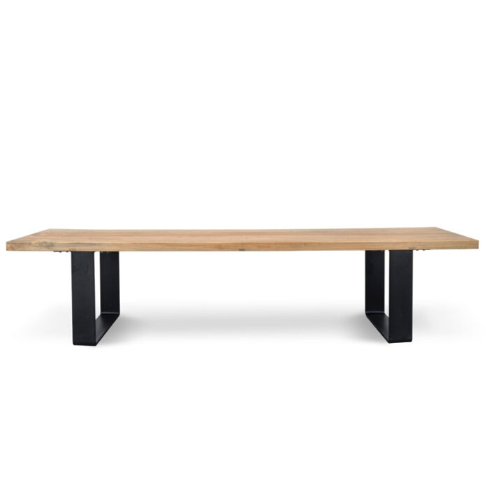 Rustic 2m Reclaimed Wood Bench with Metal Legs