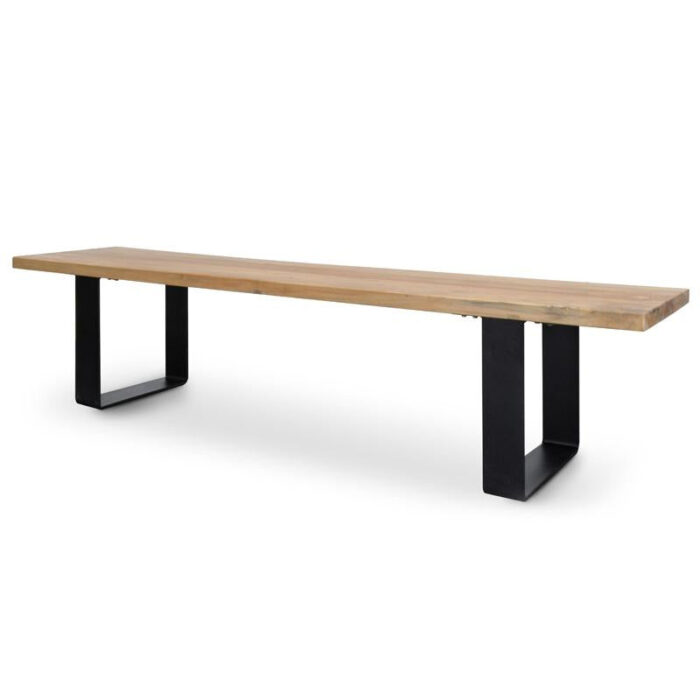 Rustic 2m Reclaimed Wood Bench with Metal Legs