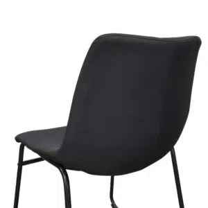 Black Modern Dining Chair Set of 2, Minimalist Danish Style, Durable Steel Frame
