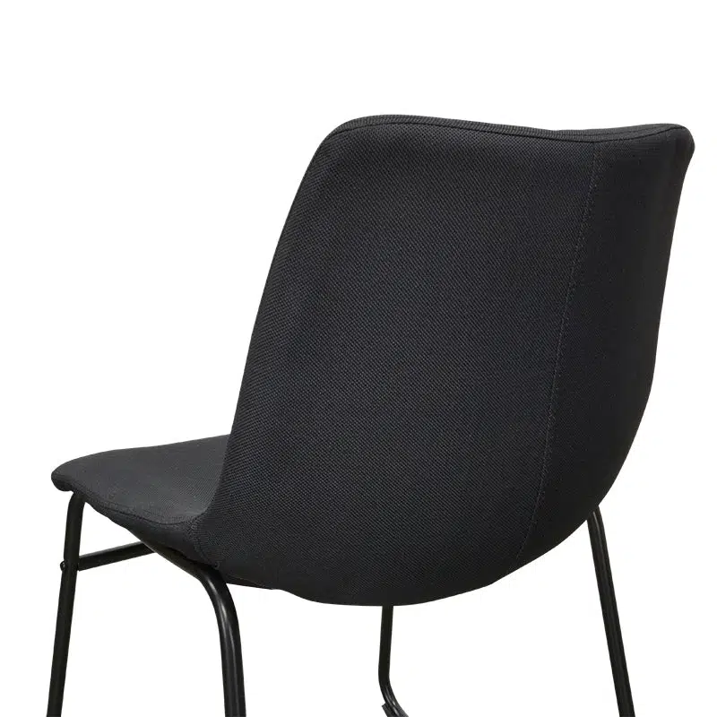 Black Modern Dining Chair Set of 2, Minimalist Danish Style, Durable Steel Frame