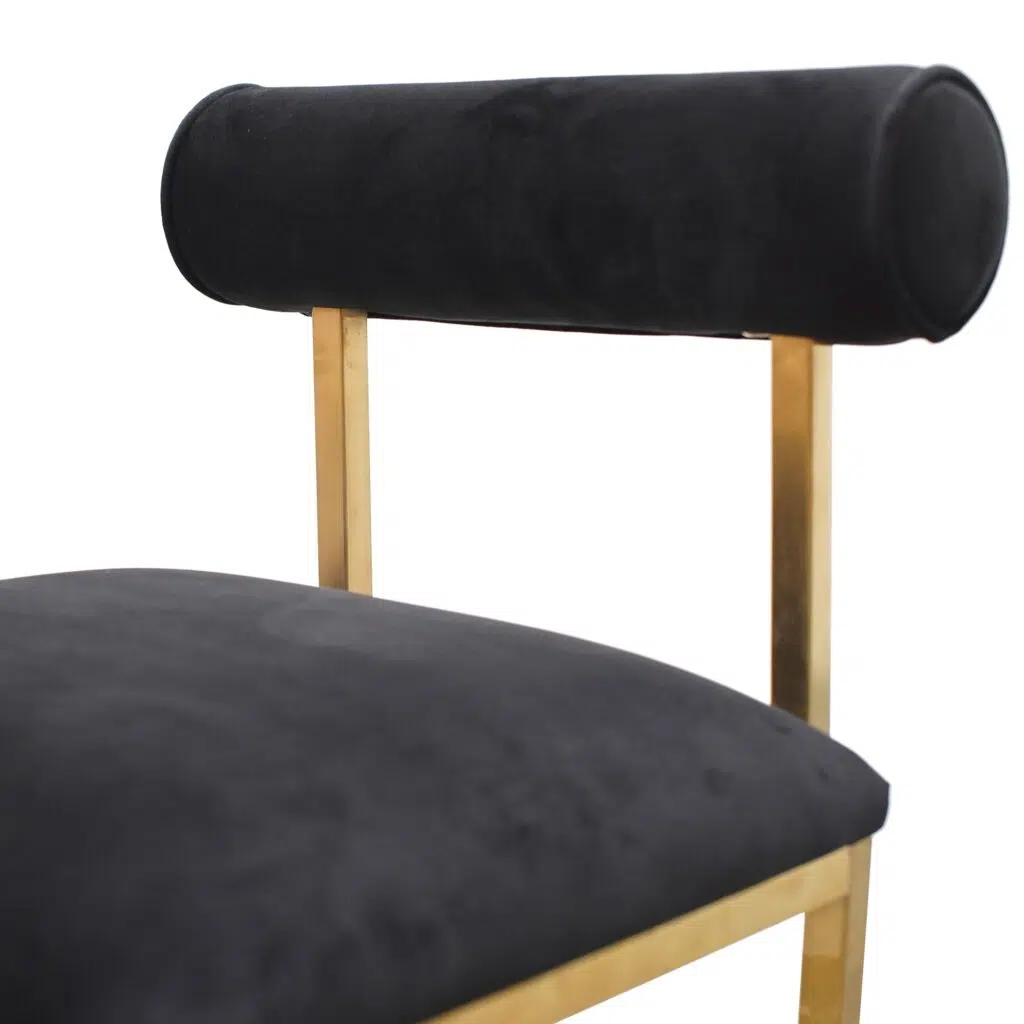 Talia Accent Chair Black Velvet Modern Gold Frame Compact Size Easy Assembly