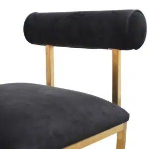 Talia Accent Chair Black Velvet Modern Gold Frame Compact Size Easy Assembly