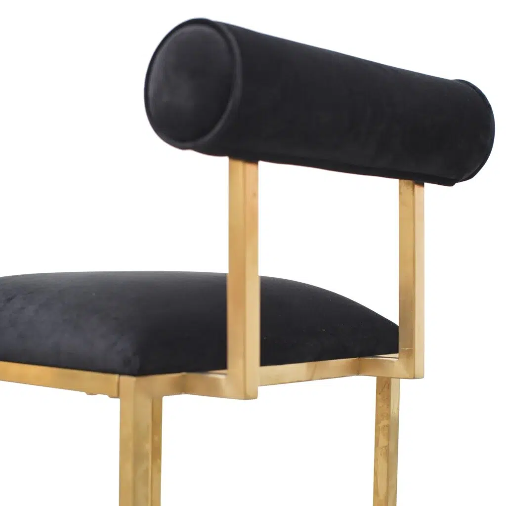 Black Velvet Talia Chair, Gold Frame, Modern Design