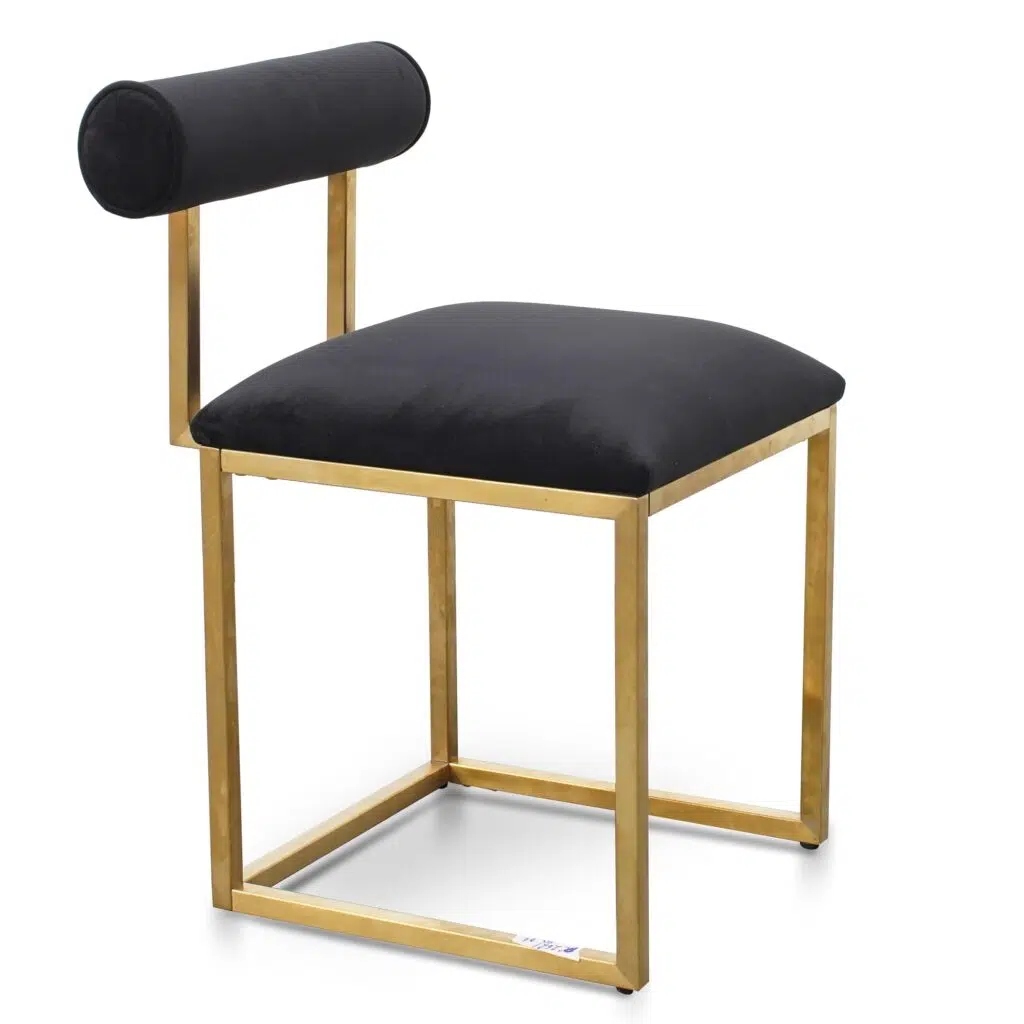 Black Velvet Accent Chair with Gold Frame, Modern Design, Compact Size, Easy Assembly