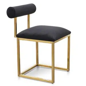 Black Velvet Accent Chair with Gold Frame, Modern Design, Compact Size, Easy Assembly