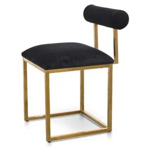 Black Velvet Talia Chair, Gold Frame, Modern Design