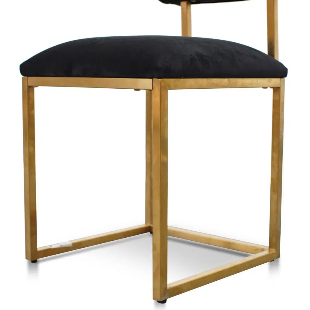 Black Velvet Accent Chair with Gold Frame, Modern Design, Compact Size, Easy Assembly