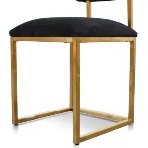 Black Velvet Accent Chair with Gold Frame, Modern Design, Compact Size, Easy Assembly