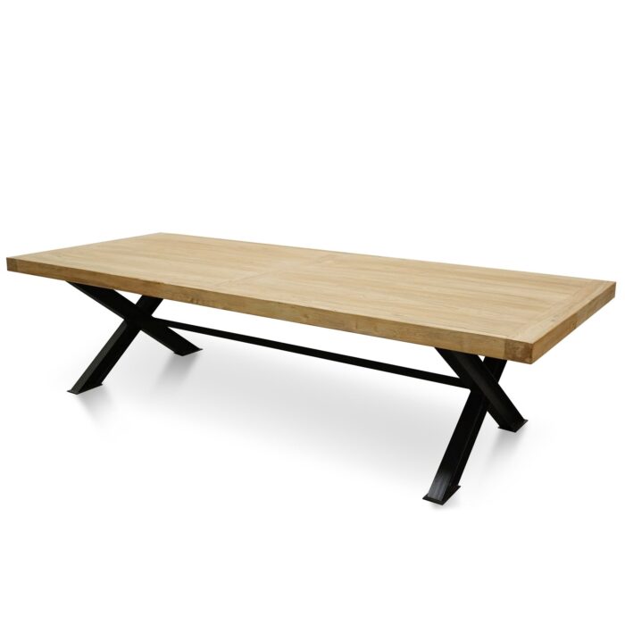 Industrial Elegant 3m Dining Table, Reclaimed Wood, Black Steel Frame