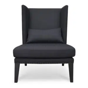 Nova Lounge Chair in Black, sleek design, cozy and stylish seating with winged back