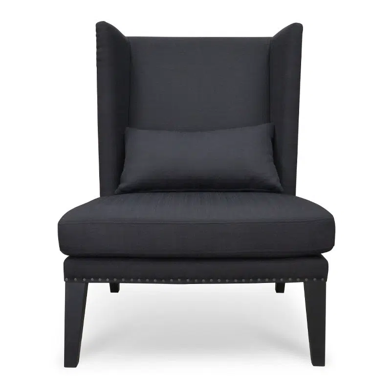Nova Lounge Chair in Black, sleek design, cozy and stylish seating with winged back