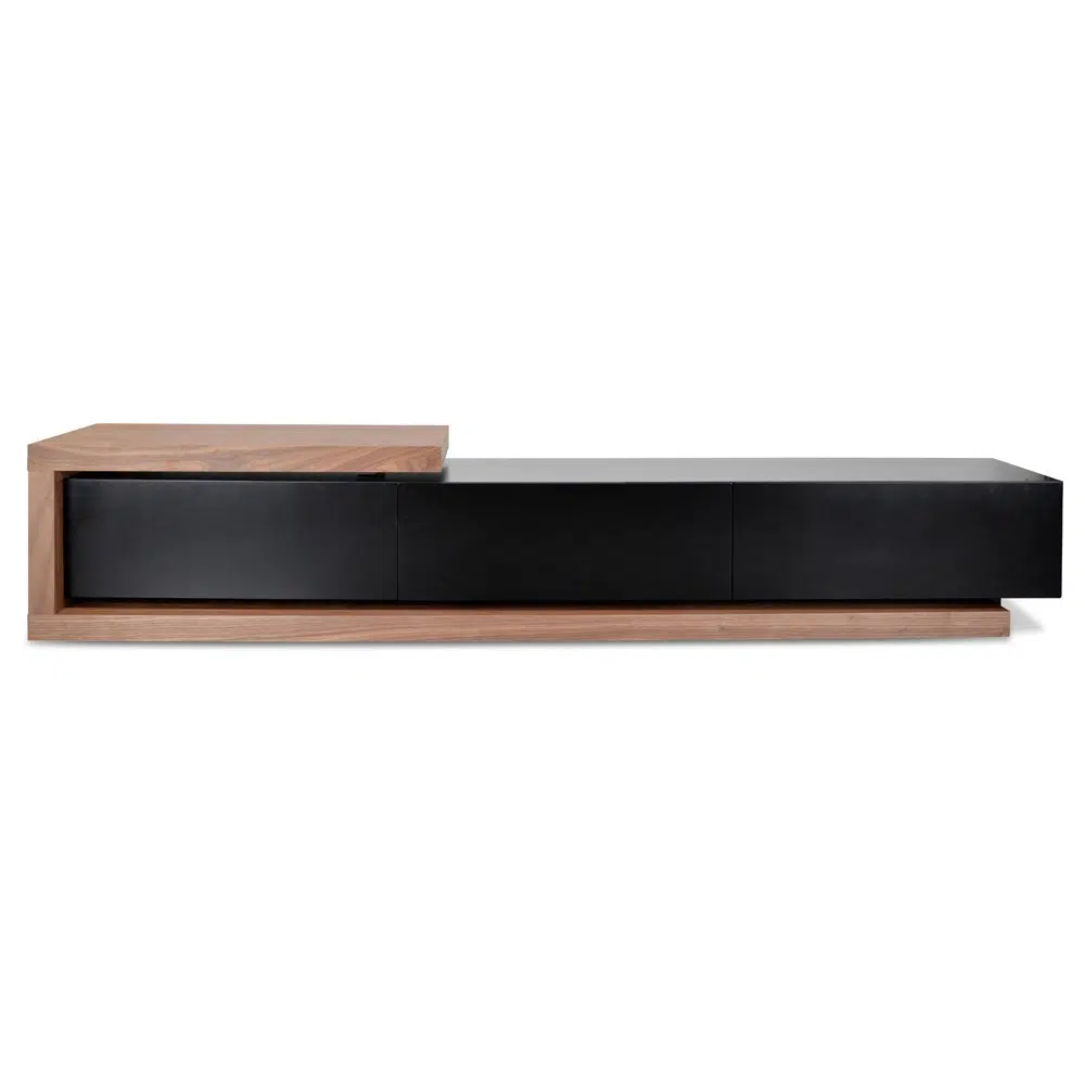 Nova Extendable TV Unit Walnut Black Matte Gloss