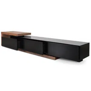 Nova Extendable TV Unit Walnut Black Matte Gloss