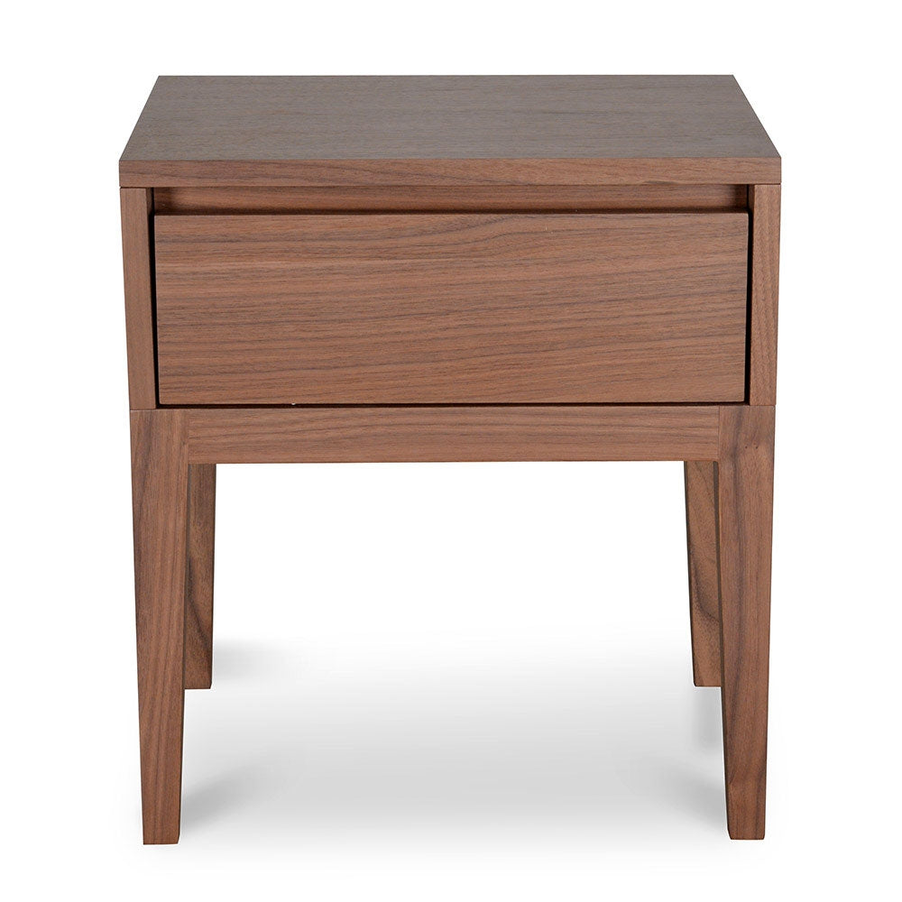 Leif Walnut Bedside Table, Retro Chic, Modern Storage Solution