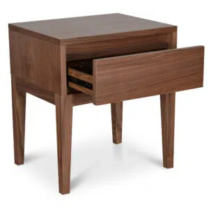 Leif Walnut Bedside Table, Retro Chic, Modern Storage Solution
