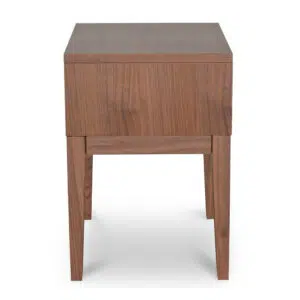 Leif Walnut Bedside Table, Retro Modern Design, Compact Size, Smart Storage