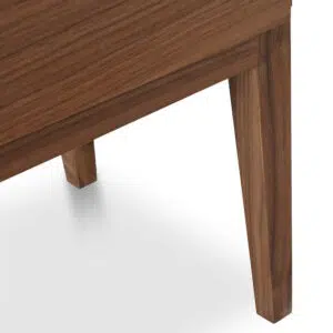 Leif walnut bedside table, modern elegance, smart storage, compact size
