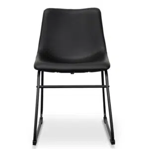 Black PU Atlas Dining Chair Set Modern Industrial