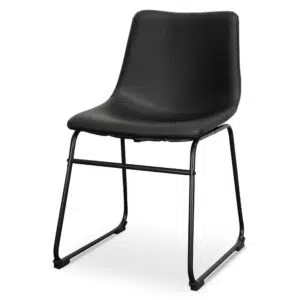 Black PU Industrial Dining Chair Set Modern