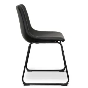 Atlas Dining Chair Black PU Set 2 Modern Industrial Ergonomic Design