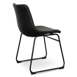 Atlas Dining Chair Black PU Set 2 Modern Ergonomic