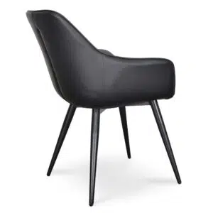 Elegant black PU dining chair set, mid-century modern design, quilted backrest, sturdy plywood frame, 60x63x84cm, easy assembly.