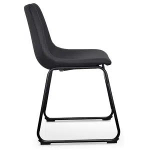 Black Modern Dining Chair Set of 2 Minimalist Steel Frame Urban Elegance