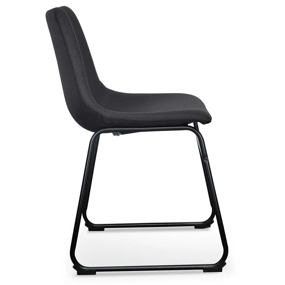 Black Modern Dining Chair Set of 2 Minimalist Steel Frame Urban Elegance
