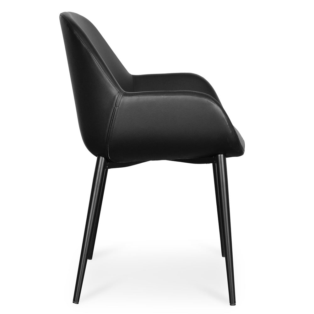 Nova Dining Chair in Black PU with Tapered Legs