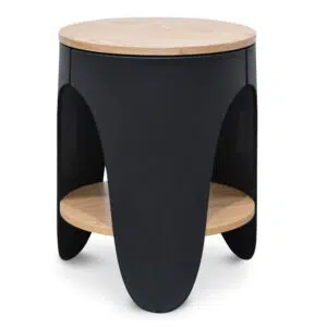 Eli Side Table Nat Wood Black Frame Minimal Design