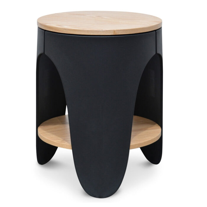 Eli Side Table Nat Wood Black Frame Minimal Design
