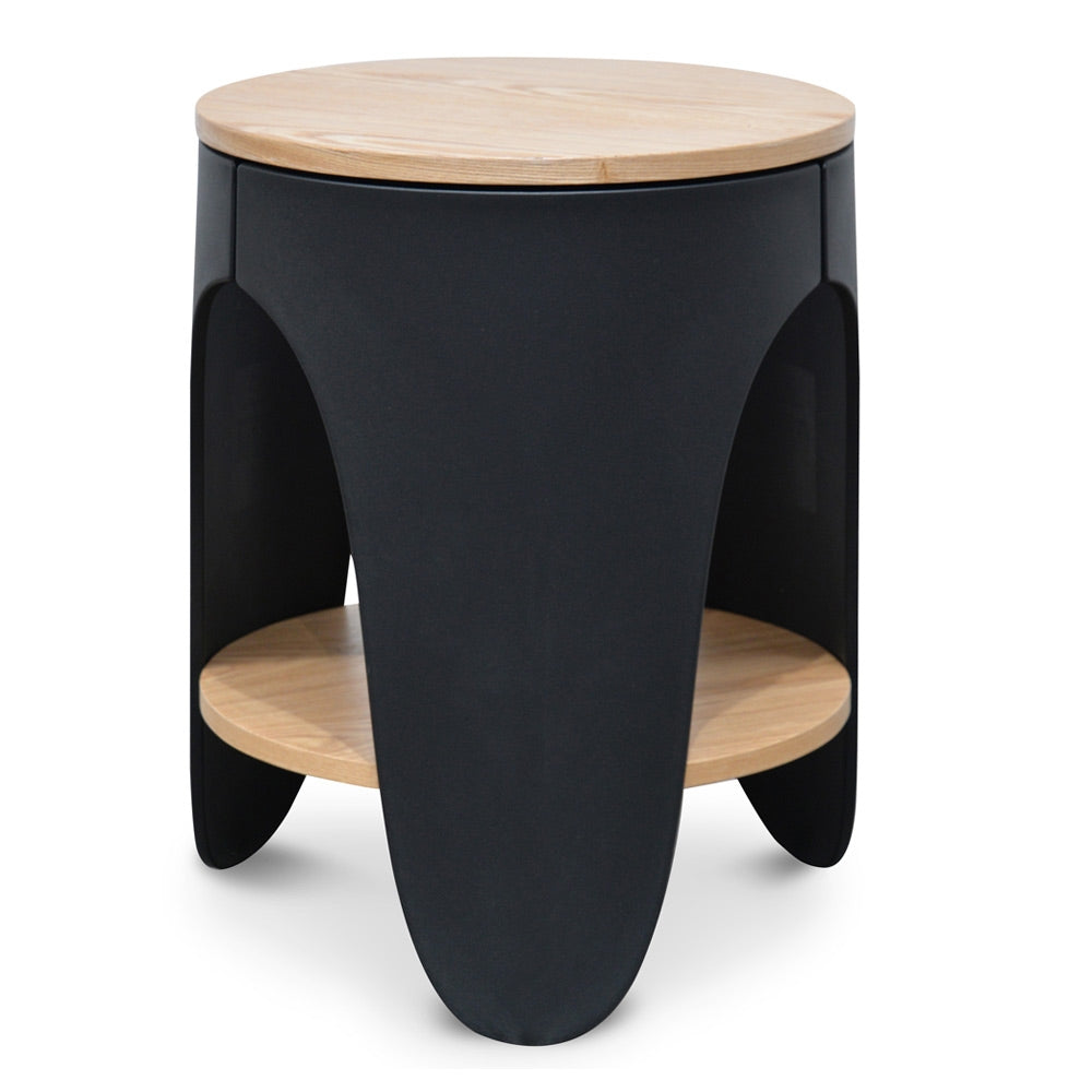 Eli Side Table Nat Wood Black Frame Minimal Design