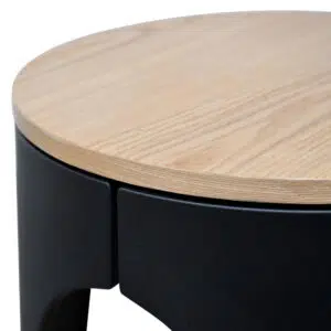 Eli Side Table Nat Wood Black Modern Minimalist
